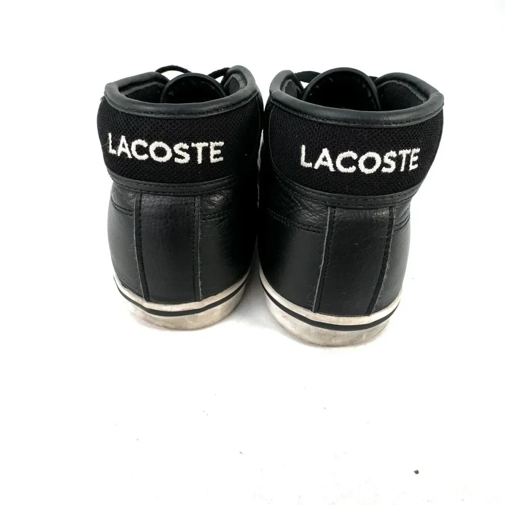 LACOSTE 'Ampthill LCR' Mens Size 9.5 US Shoes Black Leather Red & White Sole
